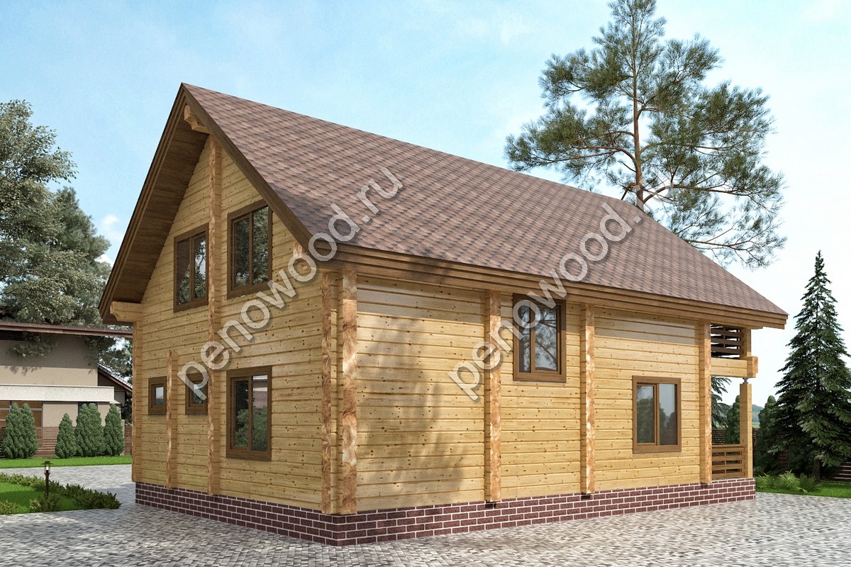 Внешний вид дома из бруса "С-7" производства Пеновской деревообрабатывающей фабрики (4)