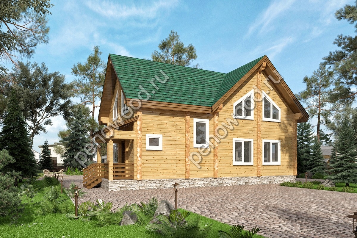 Внешний вид дома из бруса "С-7" производства Пеновской деревообрабатывающей фабрики (1)