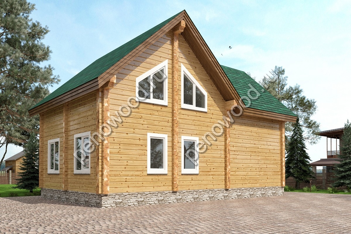 Внешний вид дома из бруса "С-7" производства Пеновской деревообрабатывающей фабрики (4)