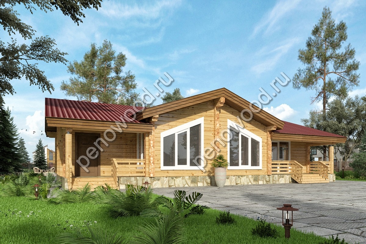 Внешний вид дома из бруса "С-21" производства Пеновской деревообрабатывающей фабрики (1)