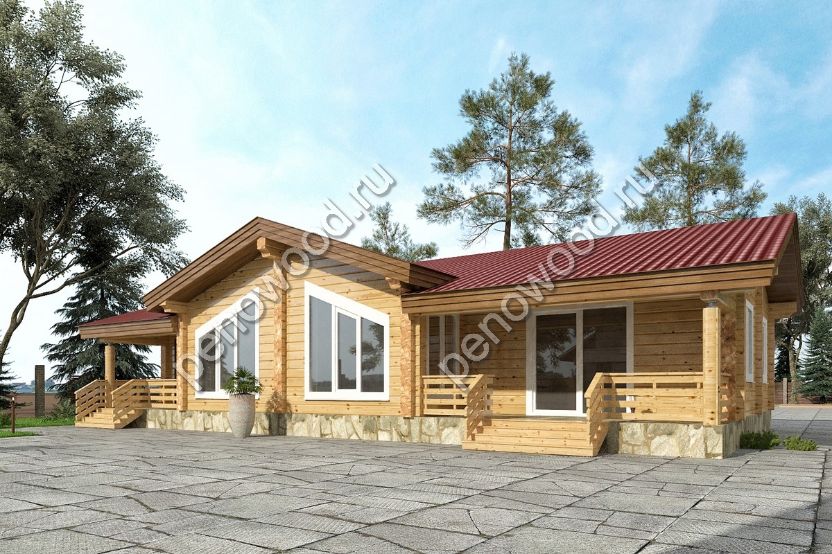 Внешний вид дома из бруса "С-21" производства Пеновской деревообрабатывающей фабрики (3)