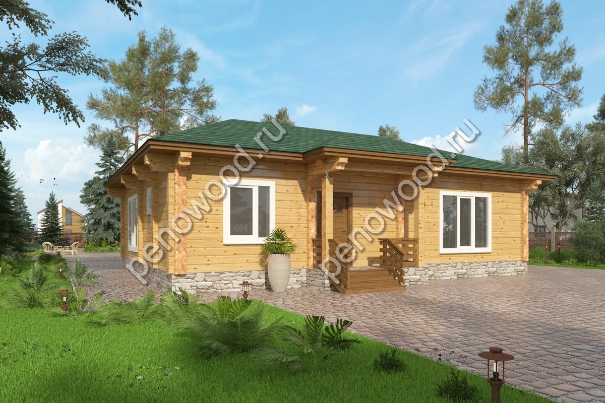 Внешний вид дома из бруса "С-27" производства Пеновской деревообрабатывающей фабрики (1)