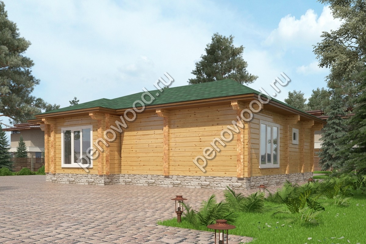 Внешний вид дома из бруса "С-27" производства Пеновской деревообрабатывающей фабрики (2)
