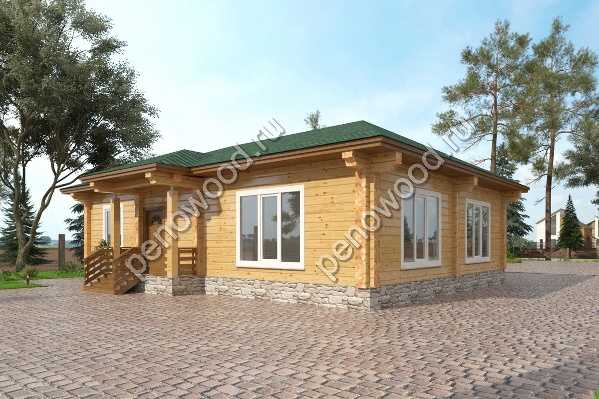 Внешний вид дома из бруса "С-27" производства Пеновской деревообрабатывающей фабрики (3)
