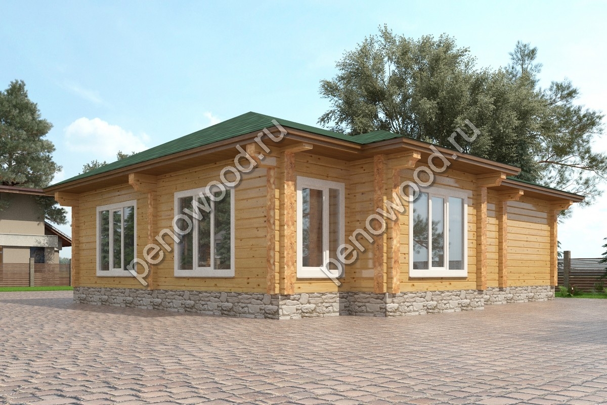 Внешний вид дома из бруса "С-27" производства Пеновской деревообрабатывающей фабрики (4)